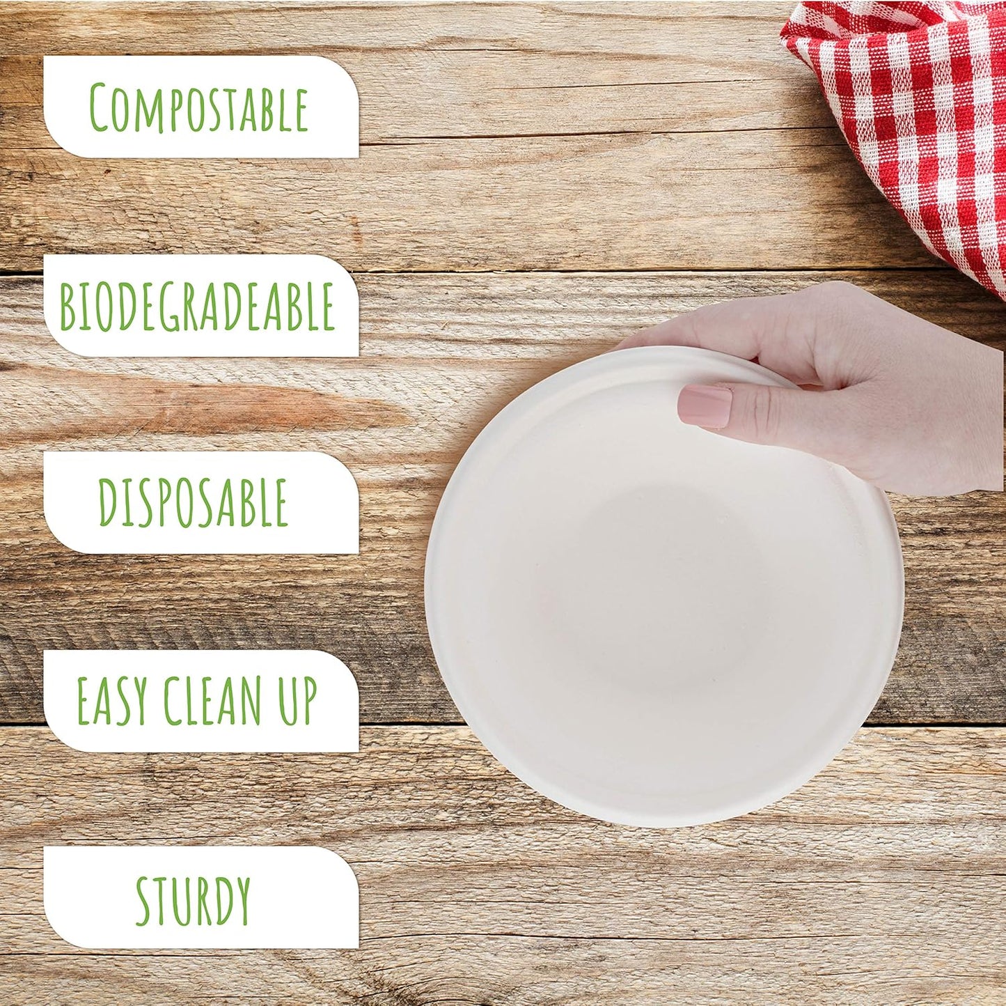 (110/Count) 12 oz Heavy Duty Round Disposable Bowl | 100% Natural Sugarcane Bagasse Fiber | Biodegradable & Compostable Bowls