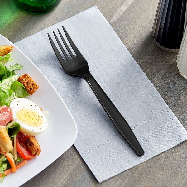 (1000/Count) Heavy Weight Polypropylene Plastic Fork, Black