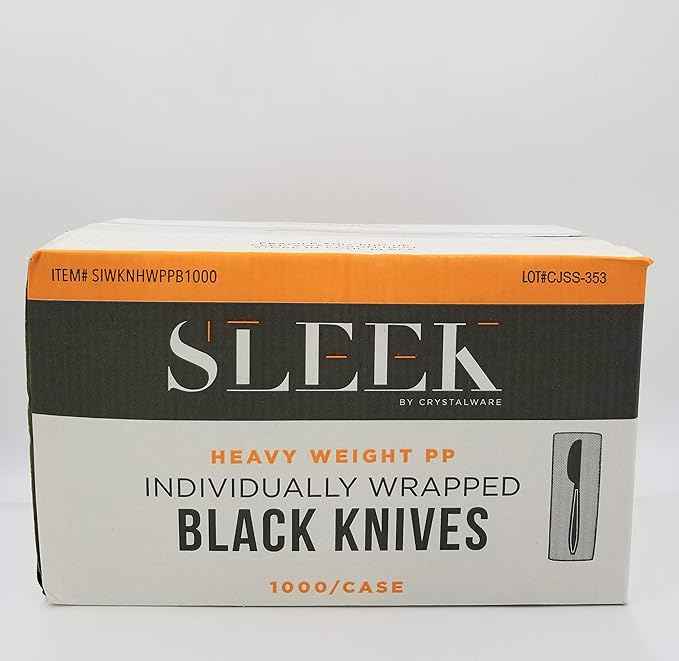 (1000/Count) Heavy Weight Polypropylene Plastic Knife, Black