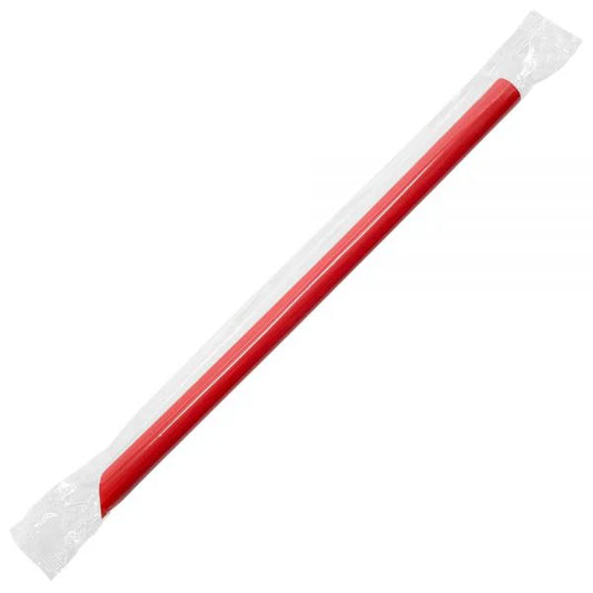 (1600/Count) 9" Boba Straws(10mm Diameter), Poly-Wrapped, Red (Karat 9060 Red)