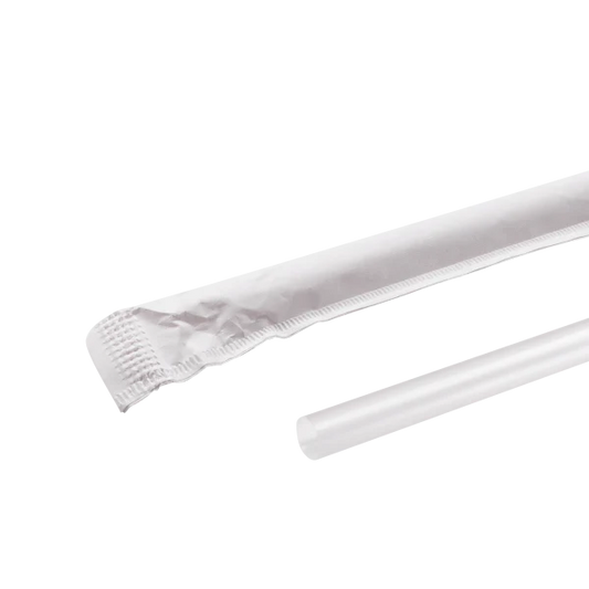 (2000/Count)10.25" Individually Wrapped Jumbo Plastic Straw, Clear (Karat - C9095 Clear)