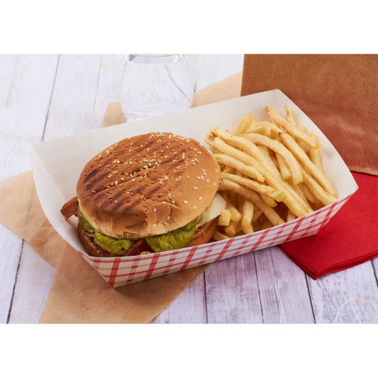 (500/Count) #500 - 5 LB Red Check Paper Food Tray