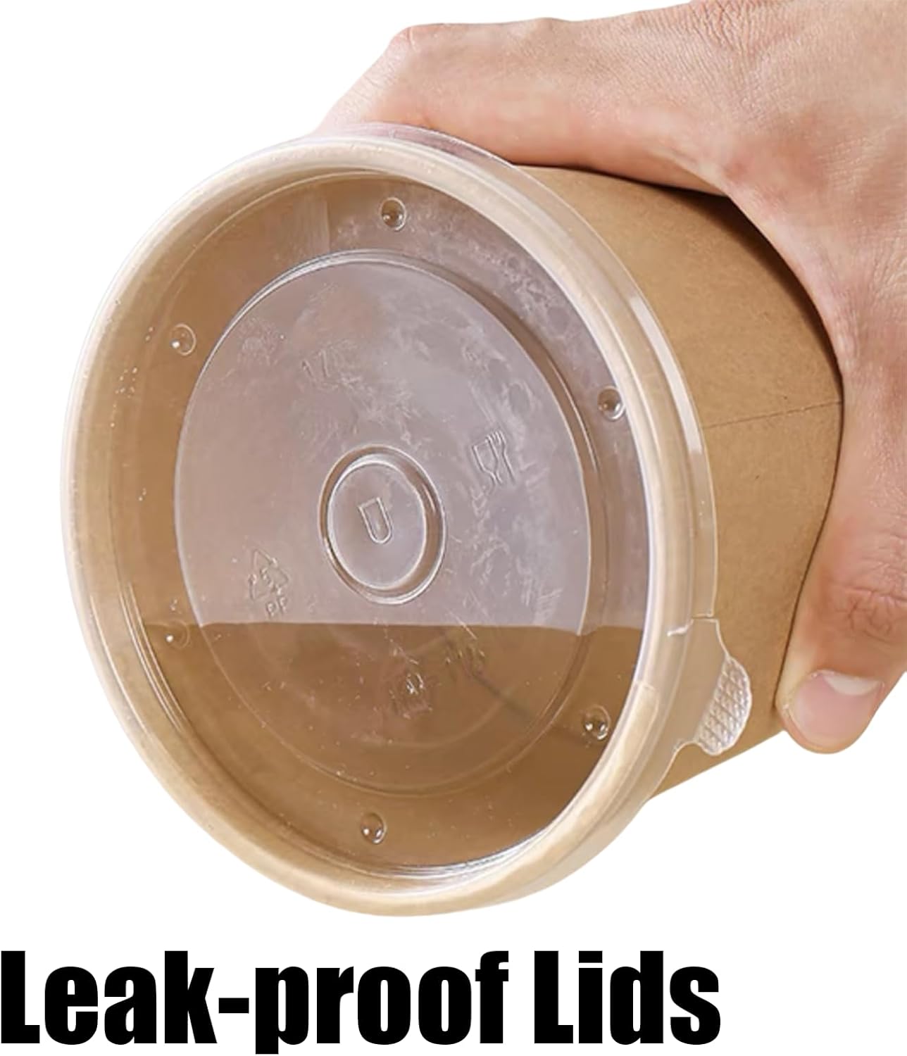 32 oz kraft Paper Food/Soup Cup with Clear Plastic Vented Lids