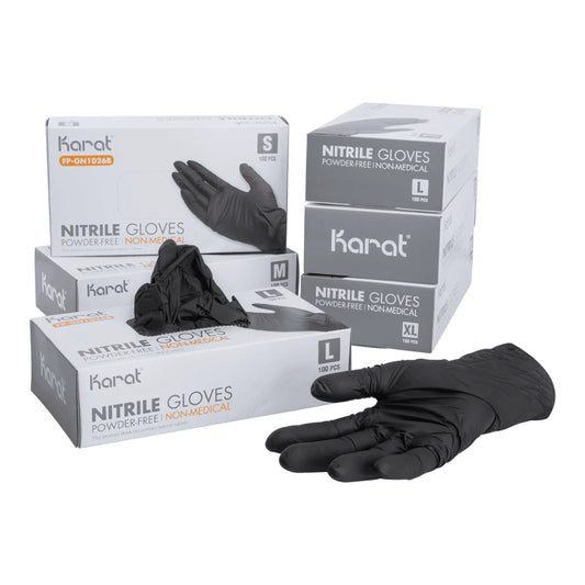 Karat Black Nitrile Powder-Free Gloves - Medium (1000/Case)