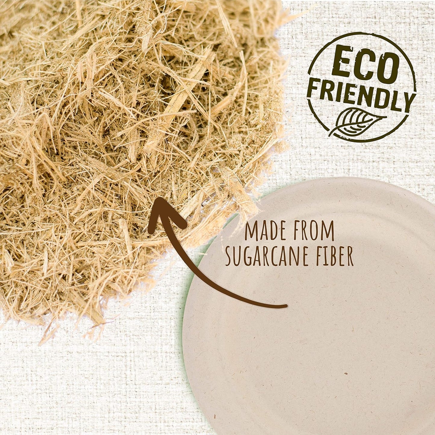 10" Heavy Duty Round Disposable Plates | 100% Natural Sugarcane Bagasse Fiber | Biodegradable & Compostable Plates