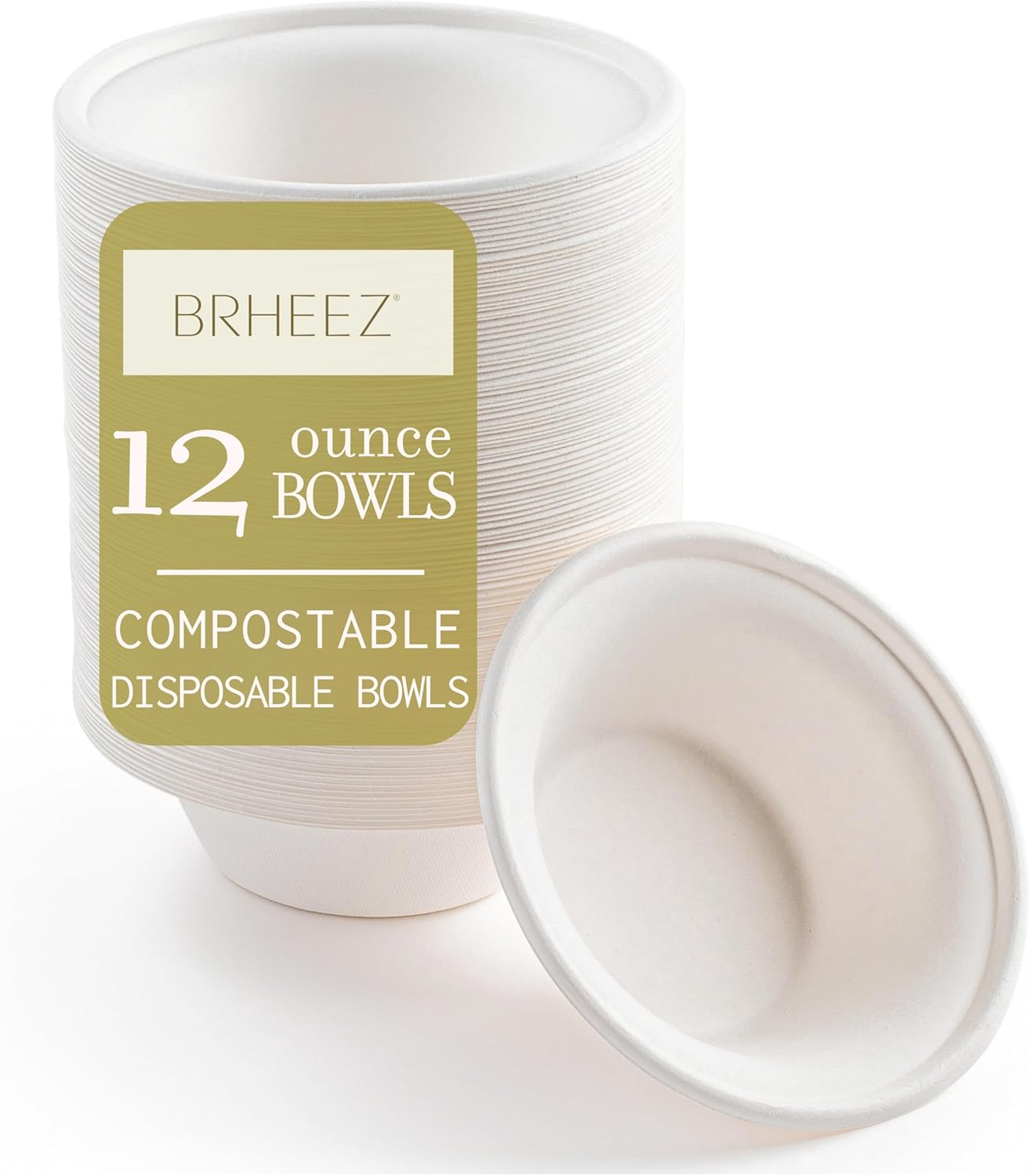 (110/Count) 12 oz  Heavy Duty Round Disposable Bowl | 100% Natural Sugarcane Bagasse Fiber | Biodegradable & Compostable Bowls