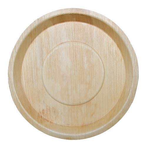 14" Disposable Areca Palm Leaf Round Trays - Bamboo Like Serving Platters, Eco-Friendly Dinnerware for Weddings, Catering & Events.