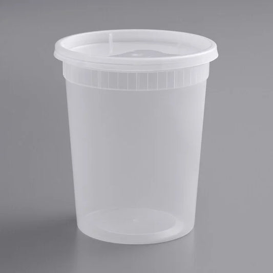 32 oz. Microwavable Plastic Deli Containers with Lids