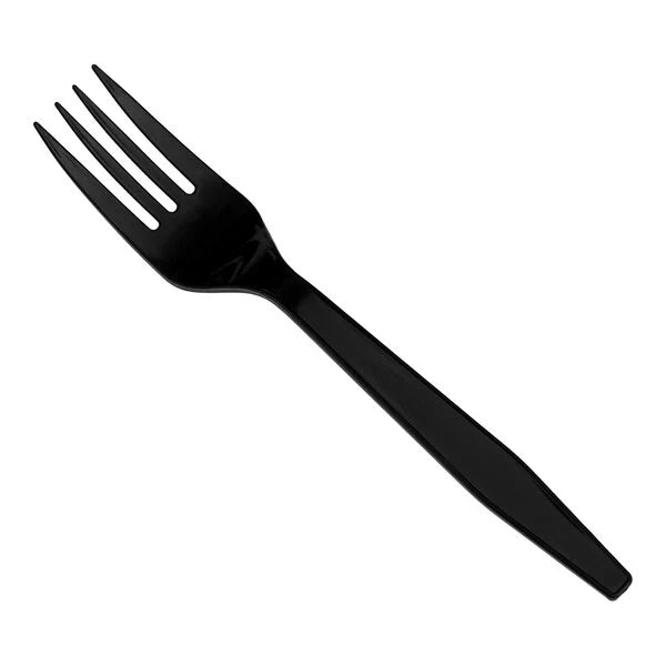 (1000/Count) Heavy Weight Polypropylene Plastic Fork, Black