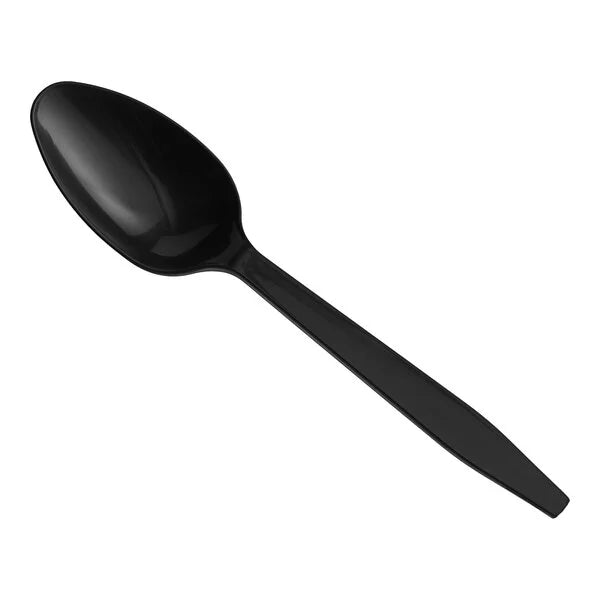 (1000/Count) Heavy Weight Polypropylene Plastic Teaspoon, Black