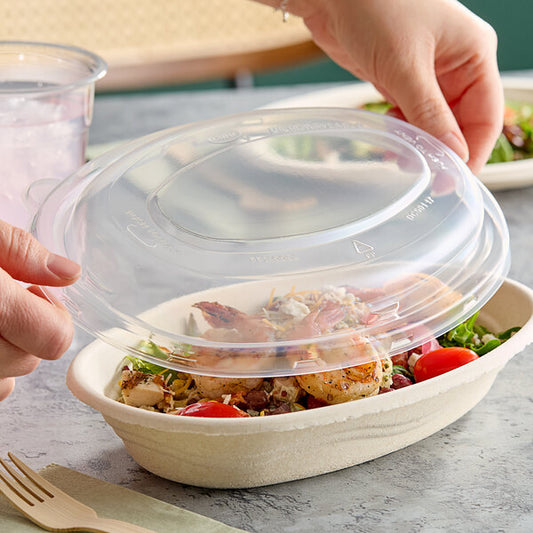 (300/Count) Clear Plastic Lids For 26 oz Oval Burrito Bowl
