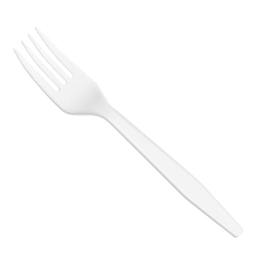 (1000/Count) Heavy Weight Polypropylene Plastic Fork, White