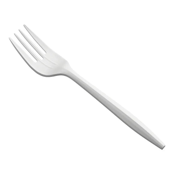 (1000/Count) Medium Weight Disposable Plastic Fork, White