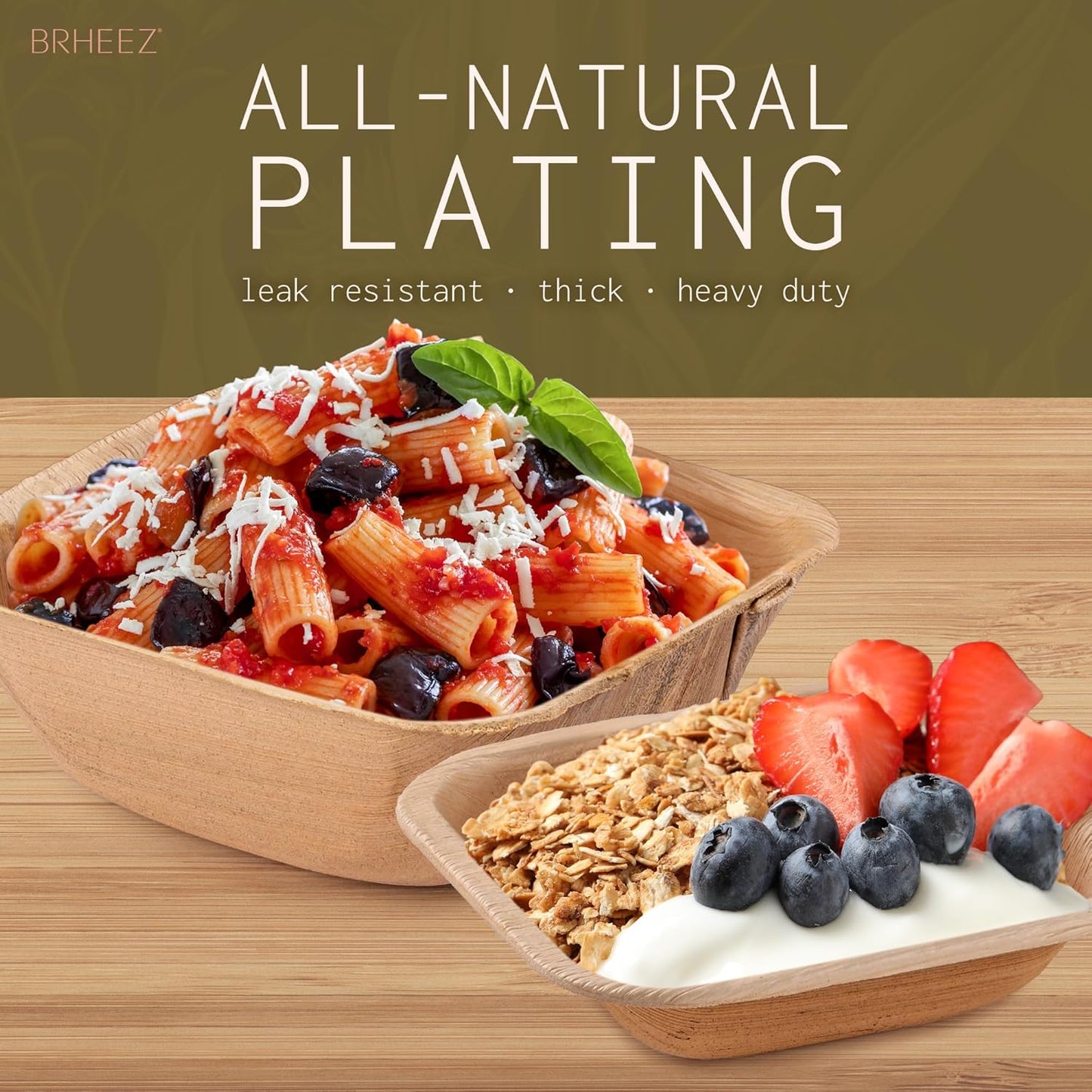 4" Disposable Areca Palm Leaf Square Bowls Natural Color - Elegant Sturdy - Biodegradable and Compostable