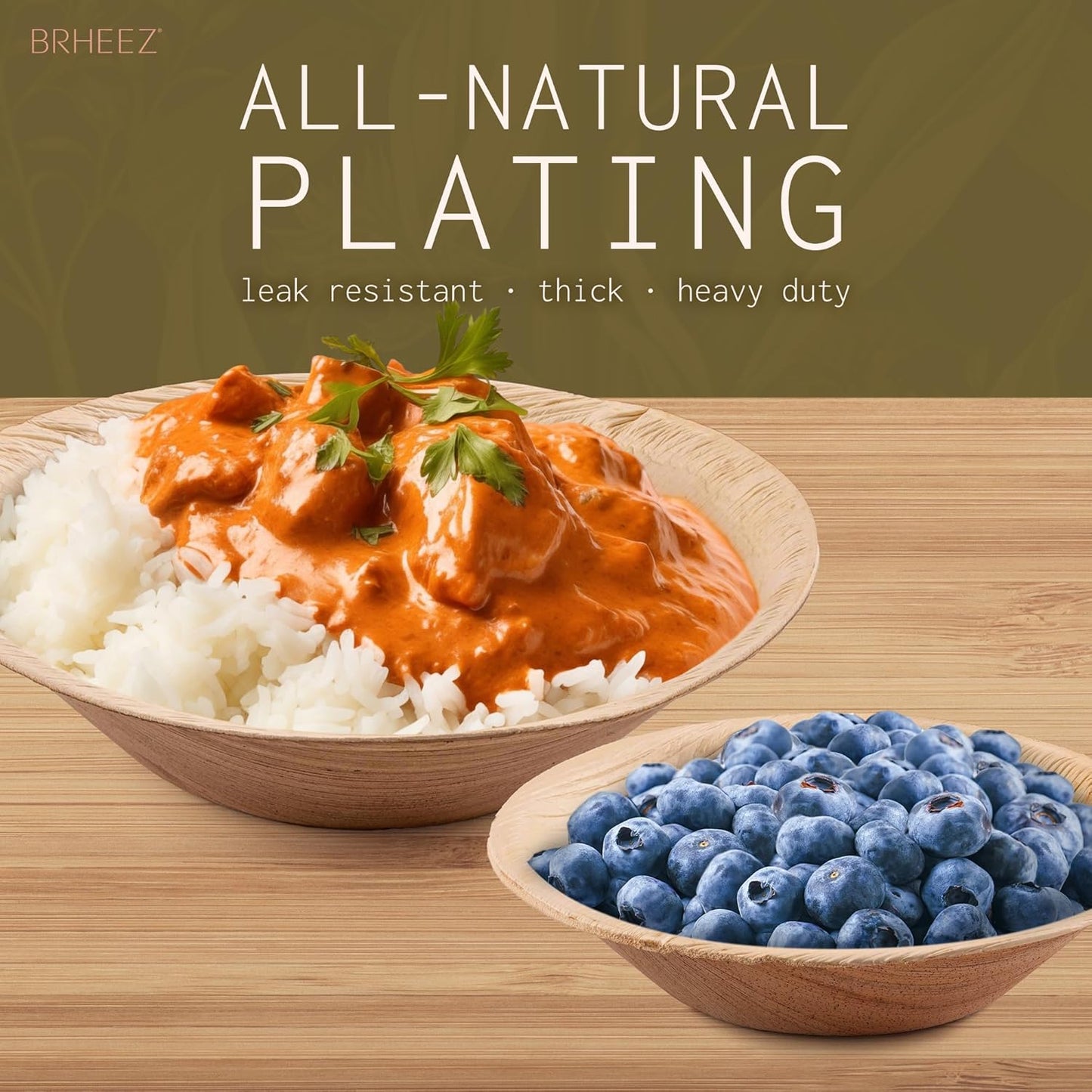 4" Disposable Areca Palm Leaf Round Bowls - Natural Color - Elegant Sturdy - Biodegradable and Compostable.