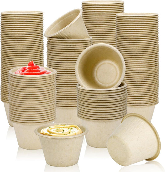 (1000/Count) 4 oz Disposable Souffle/Portion Cups | 100% Natural Sugarcane Bagasse Fiber | Biodegradable & Compostable Cups