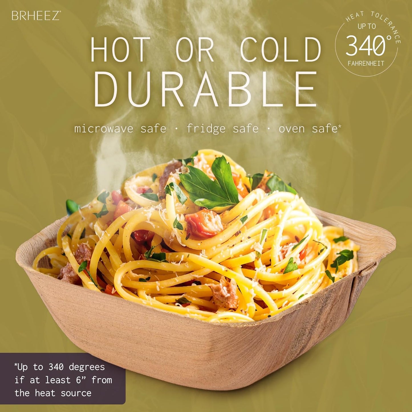 5.5" Disposable Areca Palm Leaf Square Bowls - Natural Color - Elegant Sturdy - Biodegradable and Compostable