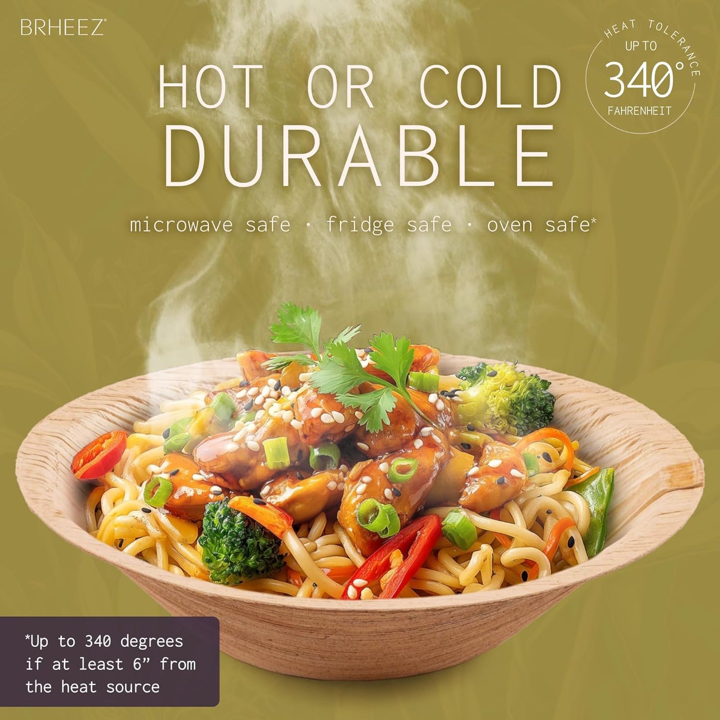 6" Disposable Areca Palm Leaf Round Bowls - Natural Color - Elegant Sturdy - Biodegradable and Compostable