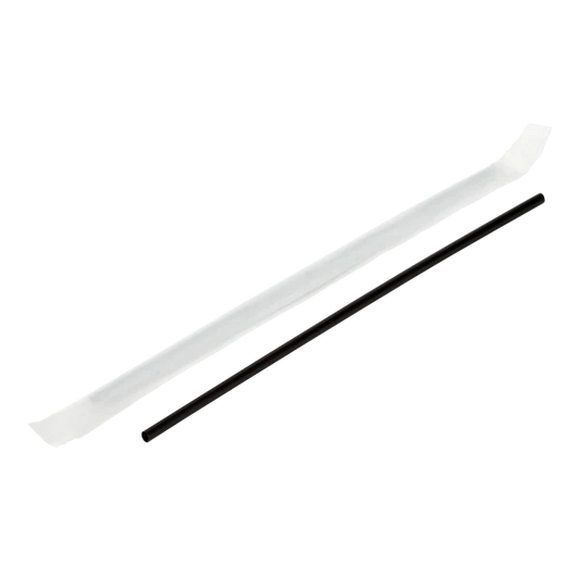 (5000/Count) 7.5" Individually Wrapped Plastic Stir Straws (3mm Diameter) Black (Karat C9150 - Black)