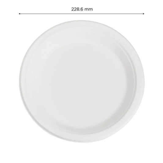 9" Disposable Round Plate | 100% Natural Sugarcane Bagasse Fiber | Biodegradable & Compostable Plate