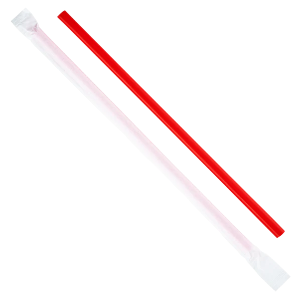 (2500/Count) 9" Individually Wrapped Giant Plastic Straw, Red (Karat - 9075 Red)