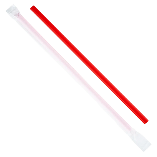 (2500/Count) 9" Individually Wrapped Giant Plastic Straw, Red (Karat - 9075 Red)