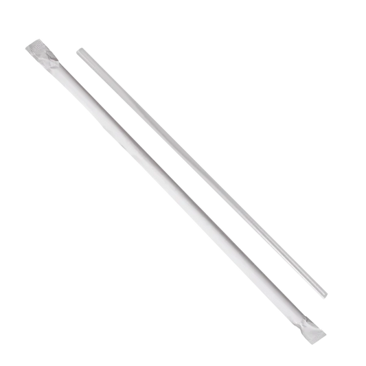 (2000/Count)10.25" Individually Wrapped Jumbo Plastic Straw, Clear (Karat - C9095 Clear)