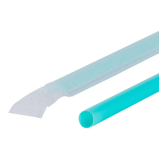 (1200/Count) 10.25" Individually Wrapped Plastic Giant Straw,  Aqua (Karat - 9125 Aqua)