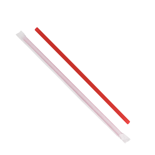 (1200/Count) 10.25" Individually Wrapped Giant Straws (8mm Diameter), Red (Karat - C9125 Red)