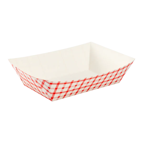(1000/Count) #25 - 1/4 LB Red Check Paper Food Tray
