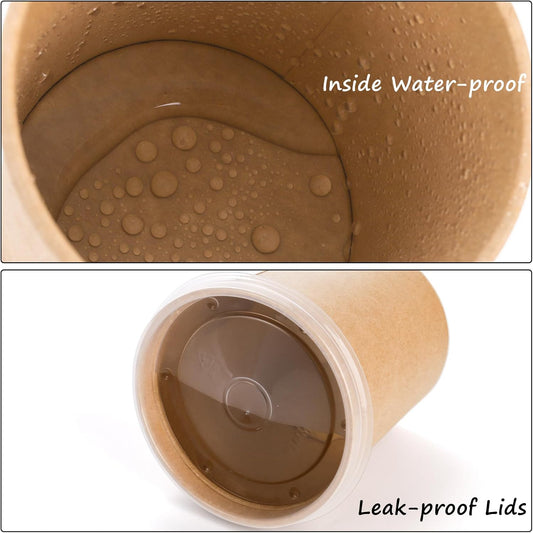 16 oz kraft Paper Food/Soup Cup with Clear Plastic Vented Lids