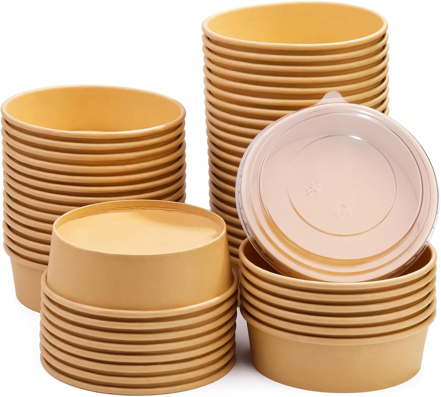16 oz kraft Paper Salad/Soup Bowl with Clear Plastic Lids