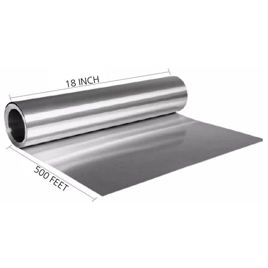18" x 500 Feet Heavy Duty Aluminum Foil Rolls, Commercial-Grade Wrap, 1 Count