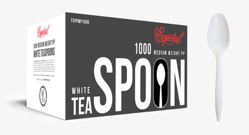 (1000/Count) Medium Weight Disposable Plastic Teaspoon, White