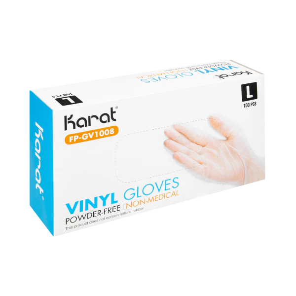 Karat Clear Vinyl Powder-Free Gloves - Large (1000/Case)